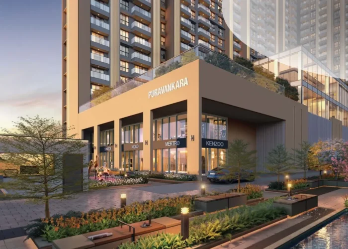 Purva Estrella building exterior from street view, Andheri West, Mumbai
