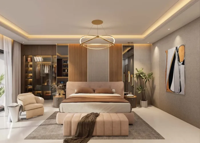 Purva Estrella master bedroom interior, Andheri West, Mumbai