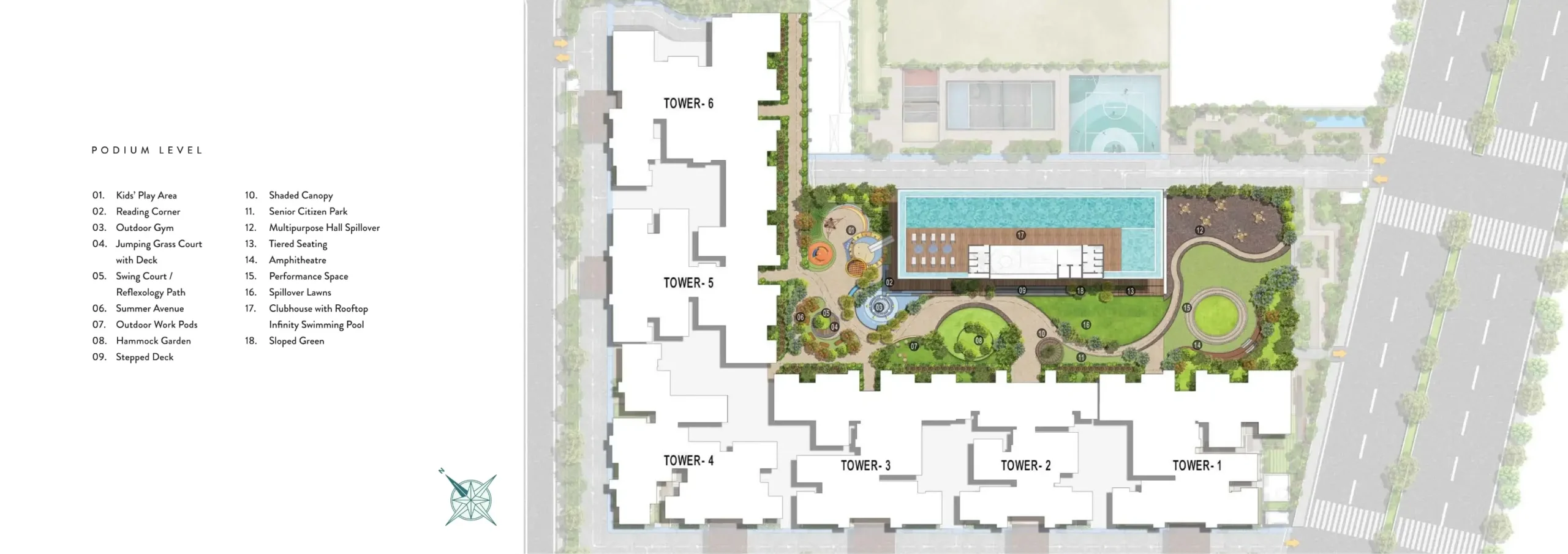 Purva Estrella master plan layout, podium level, Andheri West, Mumbai